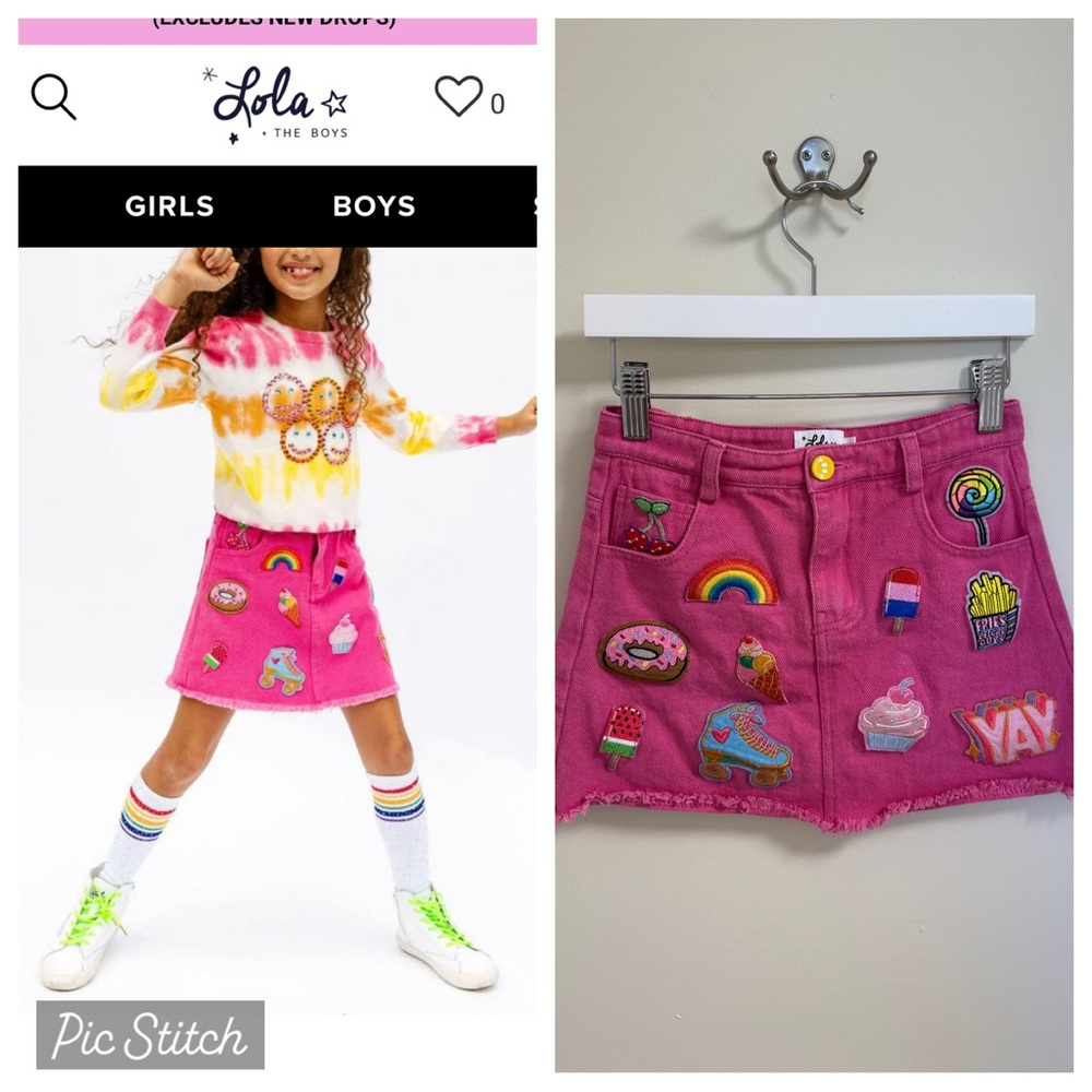 Lola + The Boys - all about patch hot pink denim skirt - 6